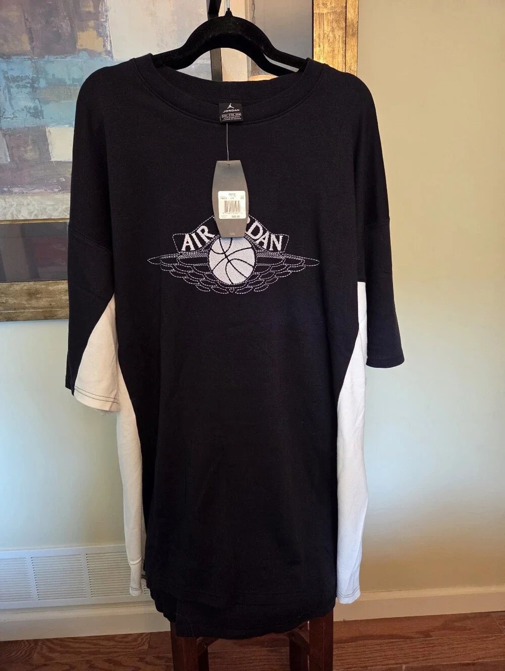 🔥Vintage 2004 Air Jordan Wings Logo Embroidered T-Shirt Men’s XXL Black NWT